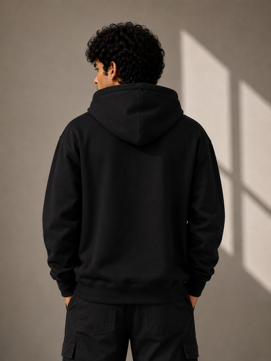 Solid Black Hoodie With Kangaroo Pocket