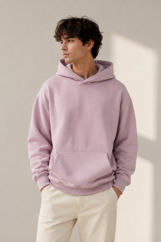 Solid Lavnder  Hoodie With Kangaroo Pocket