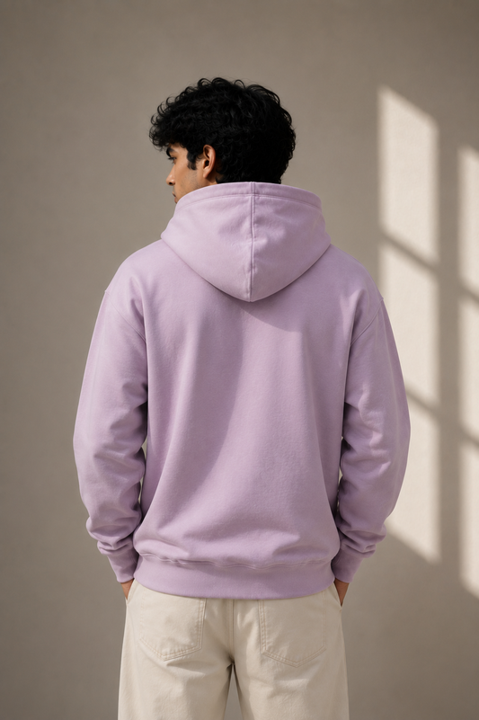 Solid Lavnder  Hoodie With Kangaroo Pocket
