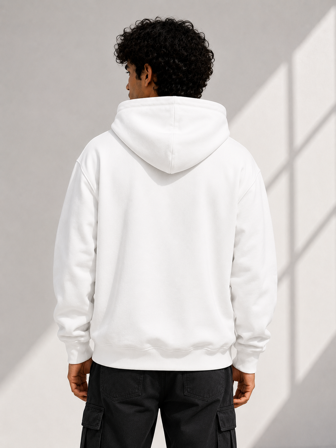 Solid White Hoodie With Kangaroo Pocket