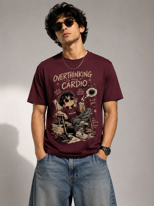 Over Thinking Burgendy T-shirts